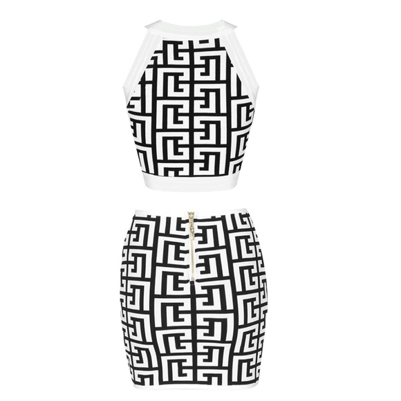 Balmain monogram cropped knitted top and skirt - Picture 4 of 12